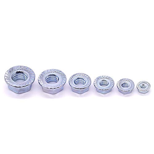 7/16"-14 UNC Serrated Flange Hex Locknuts Lock Nuts, Zinc Plated Carbon Steel, 11/16" Hex Drive, 20 PCS - size: 7/16"-14