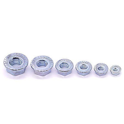 7/16"-14 UNC Serrated Flange Hex Locknuts Lock Nuts, Zinc Plated Carbon Steel, 11/16" Hex Drive, 20 PCS - size: 7/16"-14