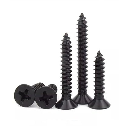 #10 X 1 Black Flat Head Sheet Metal Screws Phillips Drive Wood Screws, 304 Stainless Steel 18-8 Black Coating, Pack of 100 - color: Silver, size: #10 X 1"