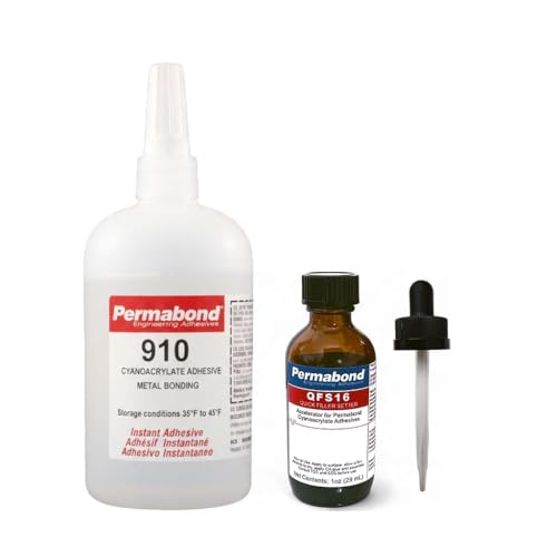 Maven Adhesive Kits (Permabond 910) Professional Cyanoacrylate Adhesive, Low Viscosity Metal Bonding Glue, Fast-Set Industrial Strength (Glue + Accelerator, 16oz) - size: 16oz, style: Glue + Accelerator