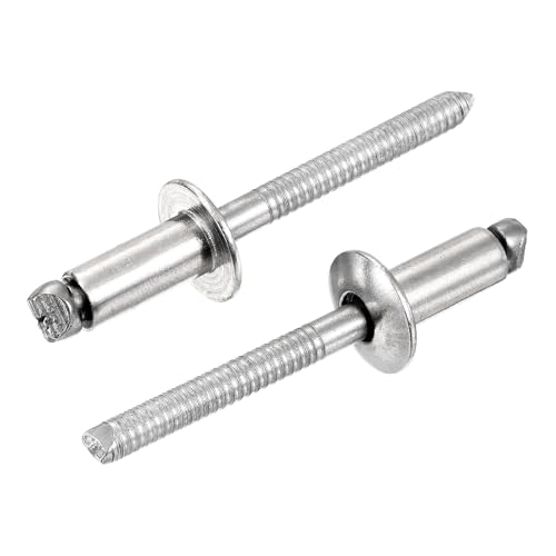 uxcell 25Pcs 1/4"x1/2" 304 Stainless Steel Dome-Head Blind Rivets, Open-End Type Blind Rivets for DIY, Sheet Metal, Automotive Repairs, Furniture, Boat, and Duct Work (Silver) - color: Silver, size: 1/4"x1/2"