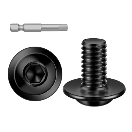 Mellewell M6-1.0 x 10mm Flanged Button Head Socket Cap Screw Bolts, Allen Socket Drive, Stainless Steel 304, Black Finish, Quantity 25 - color: Black, size: M6-1.0 x 10mm