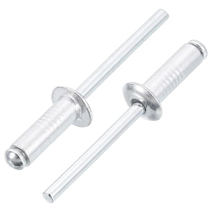 uxcell 100Pcs 3/16" x1/2" Aluminum Blind Rivets, Aluminum Grip and Steel Mandrel, Dome Head Long Split Rivets for Metal, Furniture, Automotive, Silver - size: 3/16"x1/2"