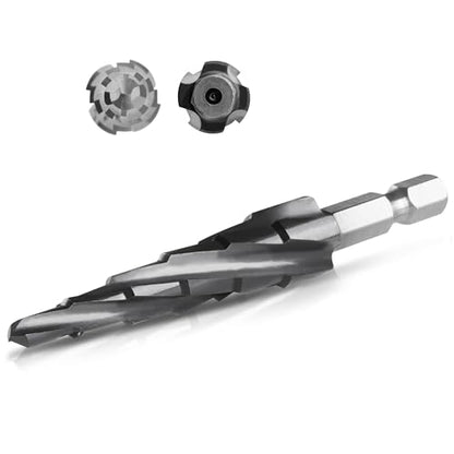 Cobalt M35 4 Spiral Flutes Step Drill Bit for Metal 3/16" to 1/2" - size: M35 3/16-1/2