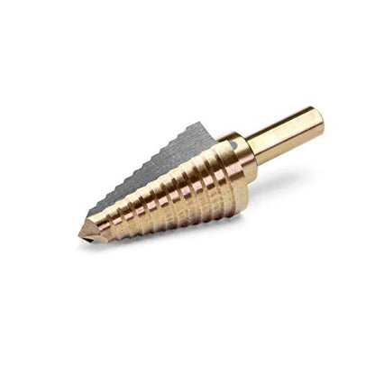 XtremepowerUS 9-Piece HSS Titanium Step Drill Bit Set, SAE Step Bits for Metal, Wood & Plastic, Double-Flute Spiral Design with Aluminum Storage Case - size: Extra Large