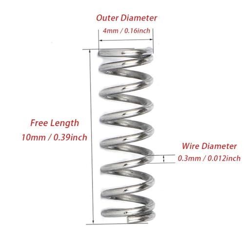 150pcs Compression Spring, 304 Stainless Steel Small Spring (0.3 * 4 * 10mm), 4mm OD, 10mm Length, 0.3mm Wire Diameter - size: 0.3*4*10mm