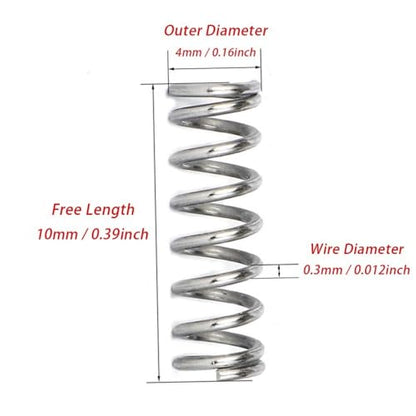 150pcs Compression Spring, 304 Stainless Steel Small Spring (0.3 * 4 * 10mm), 4mm OD, 10mm Length, 0.3mm Wire Diameter - size: 0.3*4*10mm