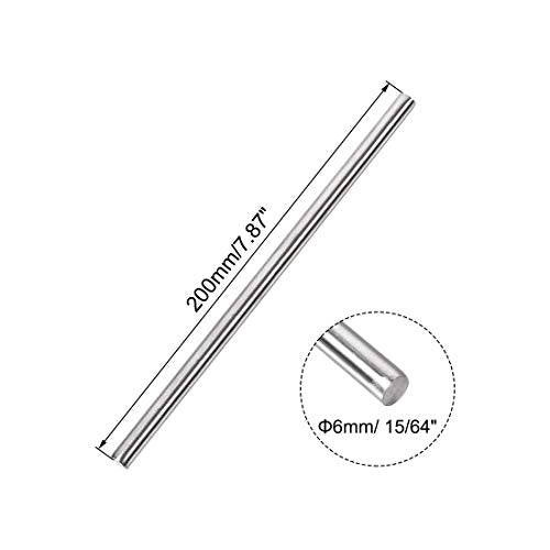 uxcell 6mm x 200mm 304 Stainless Steel Solid Round Rod for DIY Craft - 2pcs - size: 6 mm x 200 mm