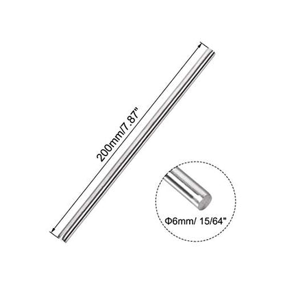 uxcell 6mm x 200mm 304 Stainless Steel Solid Round Rod for DIY Craft - 2pcs - size: 6 mm x 200 mm