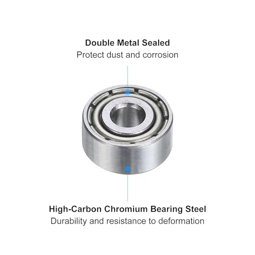 uxcell MR93ZZ Deep-Groove Ball Bearings for Rollers, 3mm x 9mm x 4mm Seal Bearings with Fiber Gloves, Double Metal Sealed Bearing Steel Skateboard Bearings 10Pcs - size: MR93ZZ