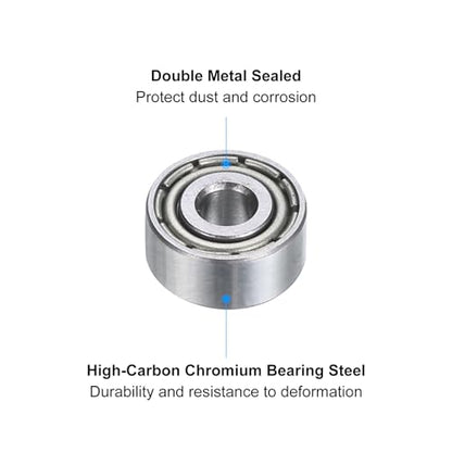 uxcell MR93ZZ Deep-Groove Ball Bearings for Rollers, 3mm x 9mm x 4mm Seal Bearings with Fiber Gloves, Double Metal Sealed Bearing Steel Skateboard Bearings 10Pcs - size: MR93ZZ