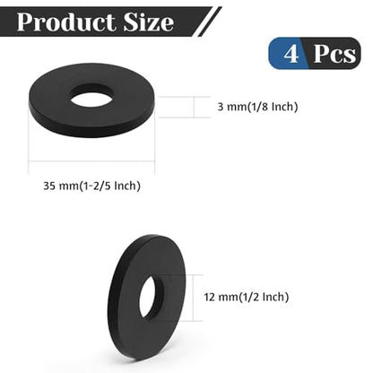 4 PCS Multi Purpose Rubber Spacer, 1-2/5" OD x 1/2" ID x 1/8" Thickness - size: 1-2/5" OD x 1/2" ID x 1/8" Thickness