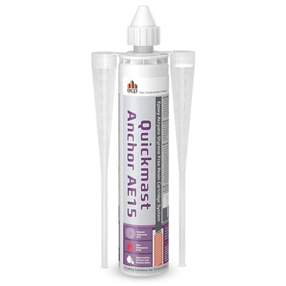 DCP Quickmast AE15 Concrete Epoxy for Rebar and Rods – High-Strength Anchoring System, Two-Part Acrylate Epoxy with Cartridge and Nozzles, 10.1 fl oz – 1 Pack - size: 1 Pack