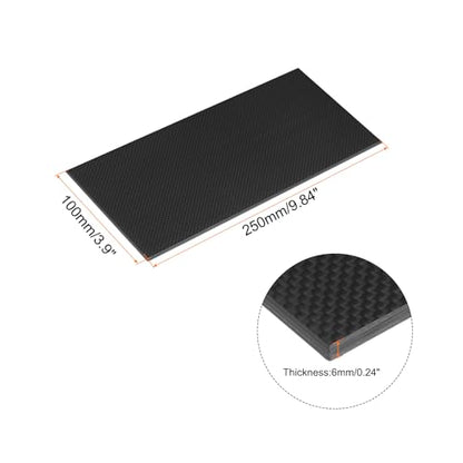 MECCANIXITY 1 Pcs Carbon Fiber Sheet 250×100×6mm Glossy Surface Pultruded Flat Carbon Fiber Board Plate Plain Weave Panel Sheet for Kites RC Airplane - size: 250×100×6mm, style: Glossy