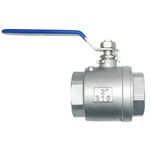 DAN SPEED 2" NPT Female 316 Stainless Steel Full Port Ball Valve Vinyl Handle WOG1000 (2 inch 2pcs) - size: 2 inch 2 pieces