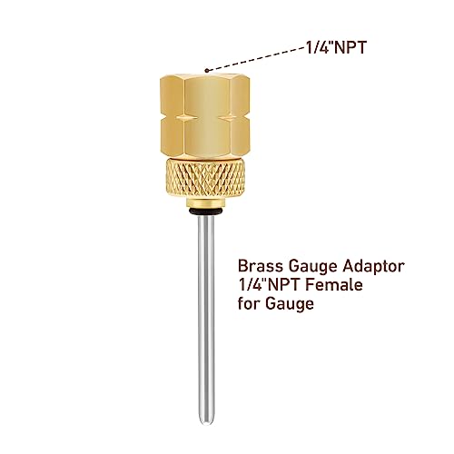 MEASUREMAN Brass Gauge Adaptor 1/4NPT Female，2-1/2 OAL x 1-2/5" x 1/8" Probe with Stainless Steel Sheath，Pressure Gauge Fitting kit - size: 1/4 NPT Female