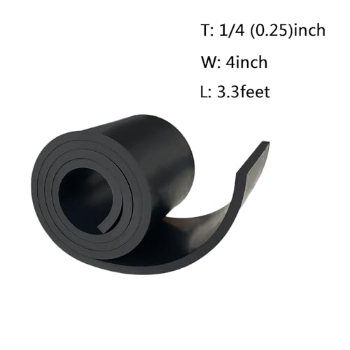 Thick Solid Neoprene Rubber Strip 1/4 (.25)" Thick X 4" Wide X 3.3'Long - size: 4"X3.3'X1/4"