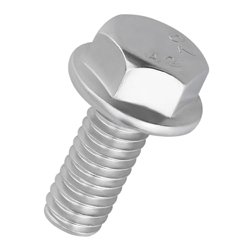 20pcs 1/4-20 x 3/4" Flange Hex Head Bolts (Non-Serrated), 304 SS - size: 1/4-20 x 3/4