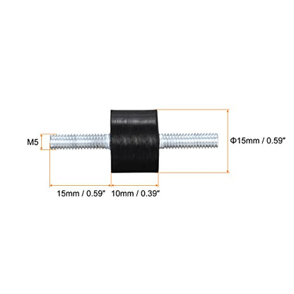 uxcell Rubber Mounts 4pcs M5x15mm Male Vibration Isolator Shock Absorber D15mmxH10mm - size: M5x15x15x10mm