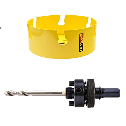 MaxTool 5-3/4" TCT Hole Saw Set 146mm Carbide Tip Holesaw 2.25" Deep 7/16" Hex Shank w Pilot Drill 4-Piece for Tough Abrasive Material; CT00Y57R548EA