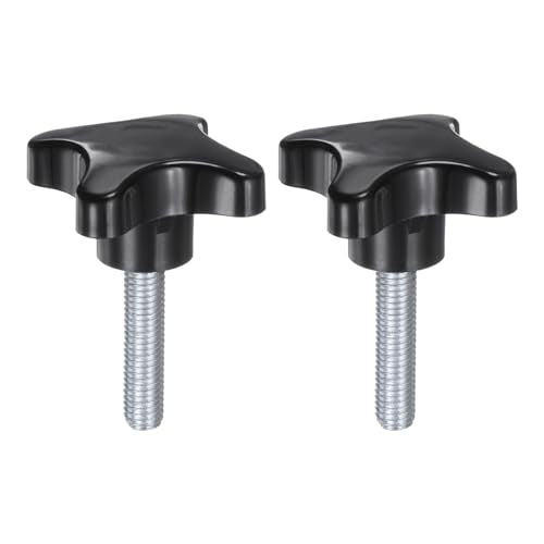 HARFINGTON 2pcs Star Knobs M10 x 40mm Male Thread Plastic 4-Star Stud Knob Hand Tightening Clamping Screw Replacement Threaded Handle, Black - size: M10 x 40mm