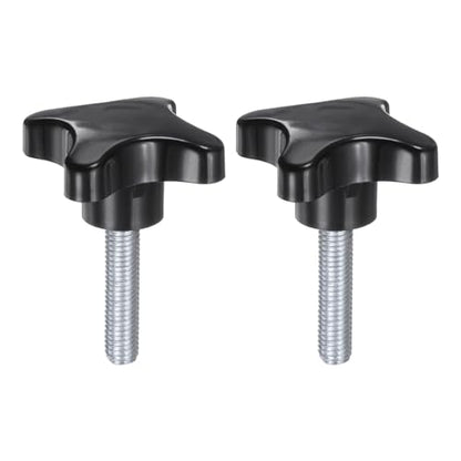HARFINGTON 2pcs Star Knobs M10 x 40mm Male Thread Plastic 4-Star Stud Knob Hand Tightening Clamping Screw Replacement Threaded Handle, Black - size: M10 x 40mm