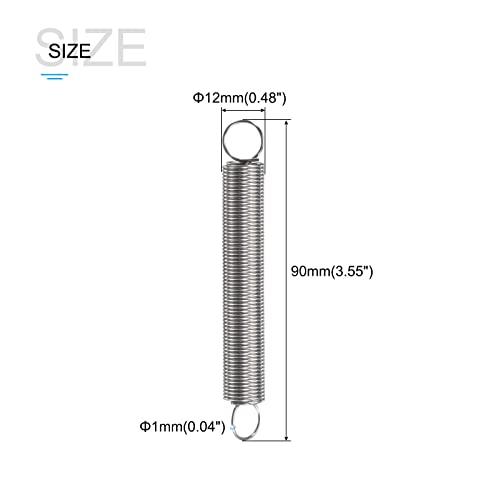 METALLIXITY Extension Spring (1x12x90mm/0.04"x0.48"x3.55") 5Pcs - size: 0.04"x0.48"x3.55"