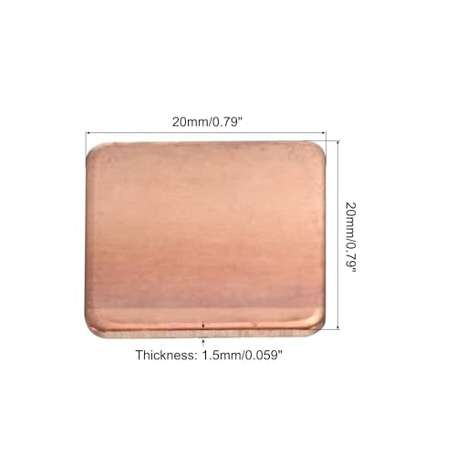 MECCANIXITY Heatsink Copper Pad Shim 20mm x 20mm x 1.5mm Thermal Conductive Heat Sink for Electronic Chip Cooling Pack of 6 - size: 20mm x 20mm x 1.5mm