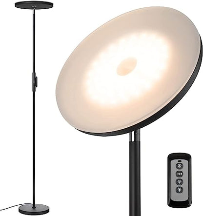 JOOFO LED Torchiere Floor Lamp with Remote, Stepless Dimmable Black - color: Black
