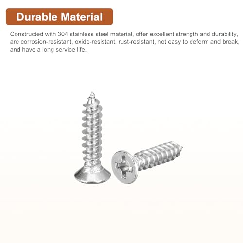 DTGN 100Pcs M4x20mm Flat Head Wood Screws, 304 Stainless Steel Phillips Self Tapping Screws - Good for Woodworking, Furniture - Silver - size: M4x20mm