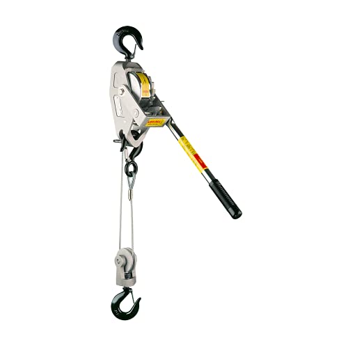 Lug-All 2250-20 Industrial-Grade Cable Come Along Ratchet Winch Hoist Featuring Double or Single Line Lift Capabilities With 1 1/8 Ton Capacity