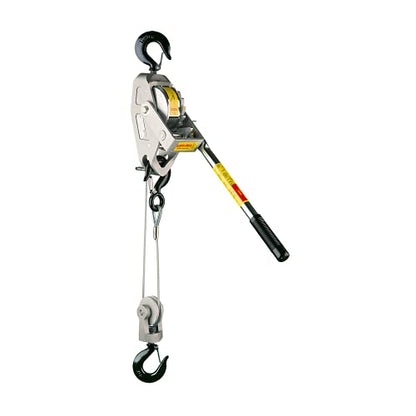 Lug-All 2250-20 Industrial-Grade Cable Come Along Ratchet Winch Hoist Featuring Double or Single Line Lift Capabilities With 1 1/8 Ton Capacity