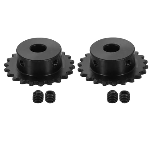 uxcell 2 Pcs #25 Chain Roller Sprocket 10mm Bore, 22 Tooth C45 Carbon Steel ANSI #25 Roller Sprocket Round Hole with Set Screws for ISO 04C Chain - size: 10mm Bore 22 Tooth