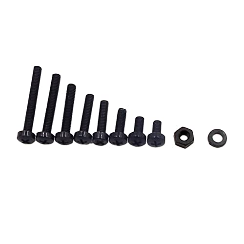 Metric M2.5 Black Nylon Phillips Pan-Head Screws, Nuts & Washers Kit - color: Black-M2.5