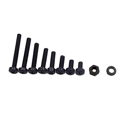 Metric M2.5 Black Nylon Phillips Pan-Head Screws, Nuts & Washers Kit - color: Black-M2.5