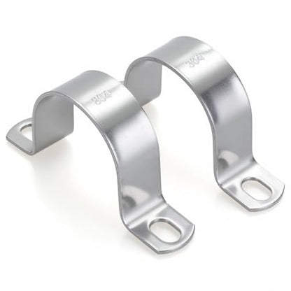6 PCS 2 Inch, 304 Stainless Steel Thickened Pipe Clamps, Heavy-Duty Two Hole U-Bracket Conduit Clips for HVAC, Electrical, Plumbing, Secures Rigid Pipe/Tube on Wood/Metal/Concrete (50mm) - size: 2" (50mm)