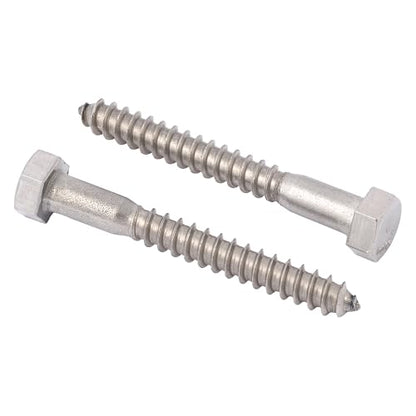 3/8 x 3-1/2 Stainless Lag Bolt (25-Pack) 18-8 Stainless Steel, Heavy Duty Hex Wood Lag Screw, ASME B18.2.1 Commercial/Industrial Grade by Makers Bolt - size: 3/8 x 3-1/2 (25 pack)