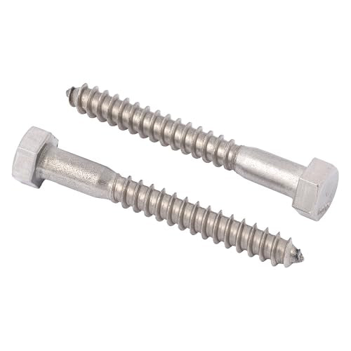 3/8 x 4-1/2 Stainless Lag Bolt (25-Pack) 18-8 Stainless Steel, Heavy Duty Hex Wood Lag Screw, ASME B18.2.1 Commercial/Industrial Grade by Makers Bolt - size: 3/8 x 4-1/2 (25 pack)