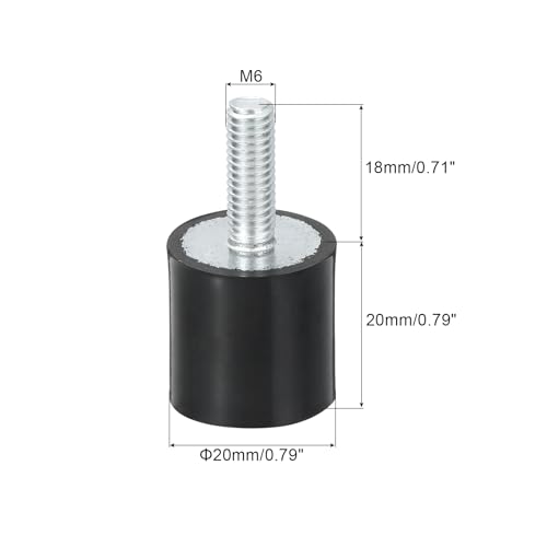 uxcell M6 Thread Rubber Mounts, Vibration Isolators, Cylindrical Shock Absorber with Studs 20 x 20mm 8pcs - size: M6x20x20mm