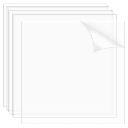 AHANDMAKER 10 Sheets Clear PET Sheet 9.84 x 9.84 Inch Transparent 0.2mm Thin Plastic Sheets Thin Acrylic Panel for Crafts, Picture Frames, Painting, DIY Display - size: 250x250x0.2mm