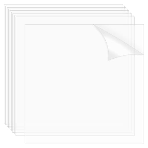 AHANDMAKER 10 Sheets Clear PET Sheet 9.84 x 9.84 Inch Transparent 0.2mm Thin Plastic Sheets Thin Acrylic Panel for Crafts, Picture Frames, Painting, DIY Display - size: 250x250x0.2mm