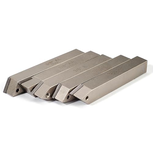 Mini Indexable Lathe Turning Tool-3/8" Shank Nickel Plated 5 Pieces Carbide Turning Tool Set, Metal Lathe Cutting Tools with Carbide Inserts TCMT110204(TCMT21.51)