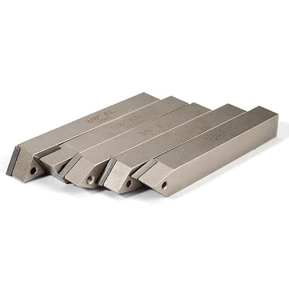Mini Indexable Lathe Turning Tool-3/8" Shank Nickel Plated 5 Pieces Carbide Turning Tool Set, Metal Lathe Cutting Tools with Carbide Inserts TCMT110204(TCMT21.51)