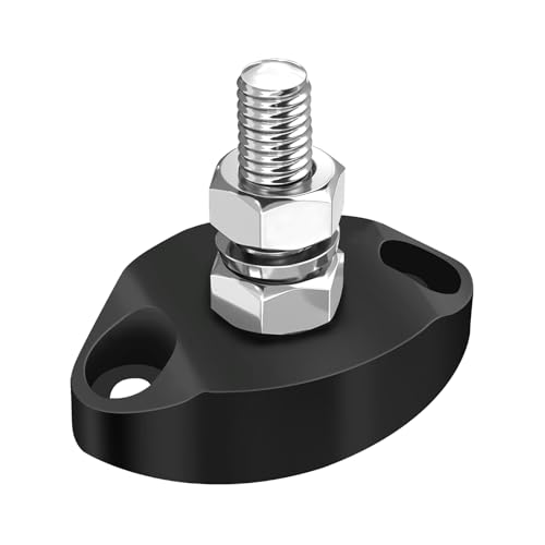 LENKRAD M6 Single Stud Bus Bar Stainless 150A Power Distribution Block 12V Battery Junction Post, Black Automotive Ground Post with Insulated Base, RV Marine New Energy Buss - size: Single Post M6