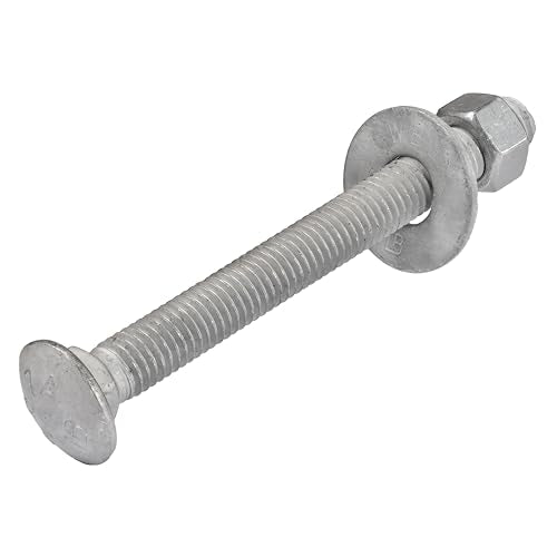 1/2" x 5" (25 Pack) Galvanized Carriage Bolt Kit Grade 307A Includes 1/2" USS Flat Washers (25 pcs) and 1/2"-13 Hex Nuts (25 pcs), Hot Dip Galvanized for Exterior Use by Makers Bolt - size: 1/2 x 5