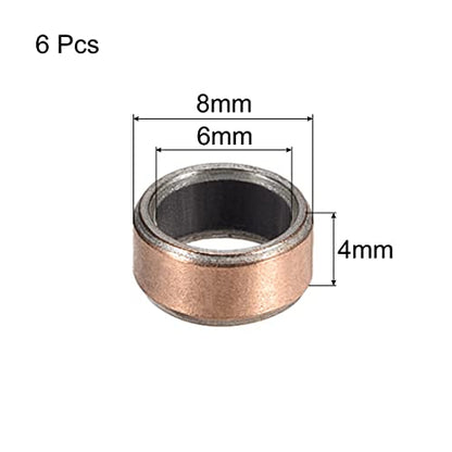 uxcell Sleeve Bearing 6mm Bore x 8mm OD x 4mm Length Plain Bearings Wrapped Oilless Bushings 6pcs - size: 6x8x4mm