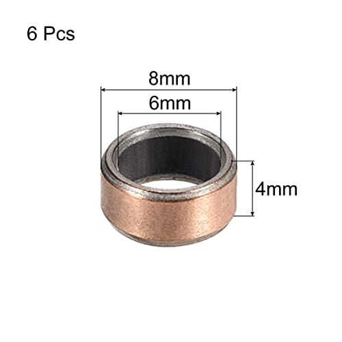 uxcell Sleeve Bearing 6mm Bore x 8mm OD x 4mm Length Plain Bearings Wrapped Oilless Bushings 6pcs - size: 6x8x4mm