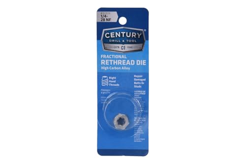 Century Drill & Tool 92926 Fractional Right Hand Rethreading Die, 1/4-28 NF - size: 1/4-28 NF