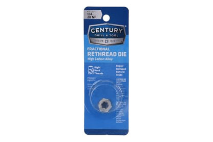 Century Drill & Tool 92926 Fractional Right Hand Rethreading Die, 1/4-28 NF - size: 1/4-28 NF