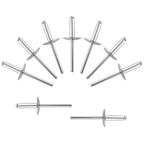 ALLCLEAN (100 pcs) 3/16 * 5/8" Large Flange Open End Aluminum Blind Rivets,4.8 * 16 Pop Blind Rivet - color: Silver, size: 3/16"*5/8"